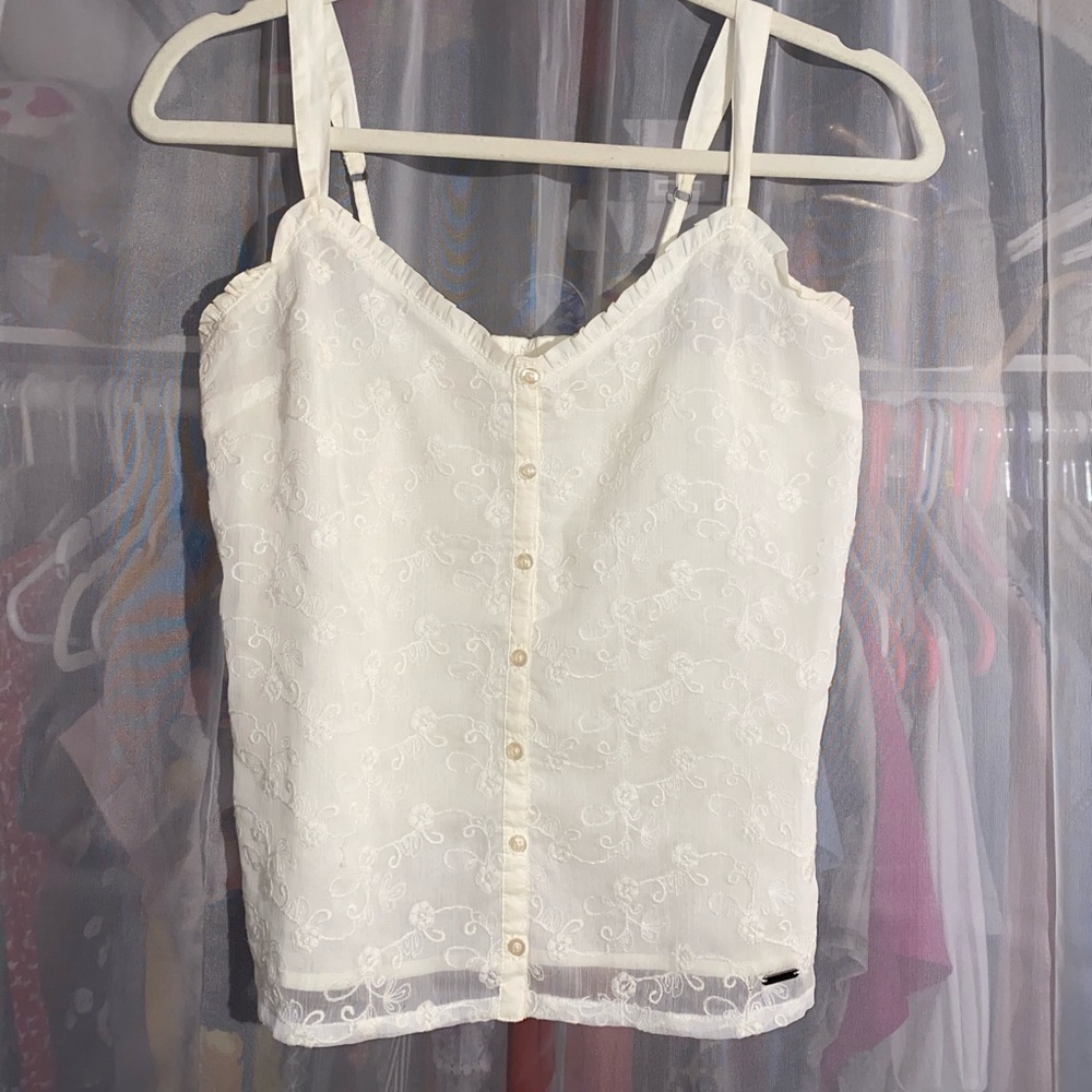 White lace Hollister tank